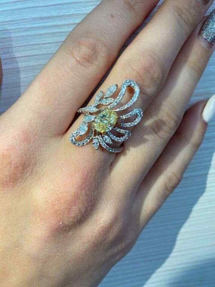 2.50Ct Oval Lab-Created Citrine Cluster Ring in 14K White Gold Plated-image