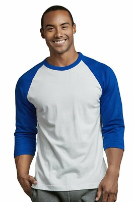 Premium Cotton T-Shirt Baseball Raglan Team Sport Jersey Tee 3/4 Sleeve Men's