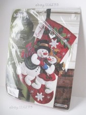  Rare Bucilla SNOWFLAKE SNUGGLE Felt Christmas Stocking Kit 86257 Snowman NEW