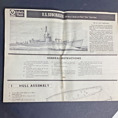 INSTRUCTIONS Ringo Toy U S Subchaser Navy Patrol Boat Authentic Models RL 1863