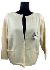 NWT Vintage Diane Von Furstenberg Yellow Knit Cardigan Sweater Retro Brand New