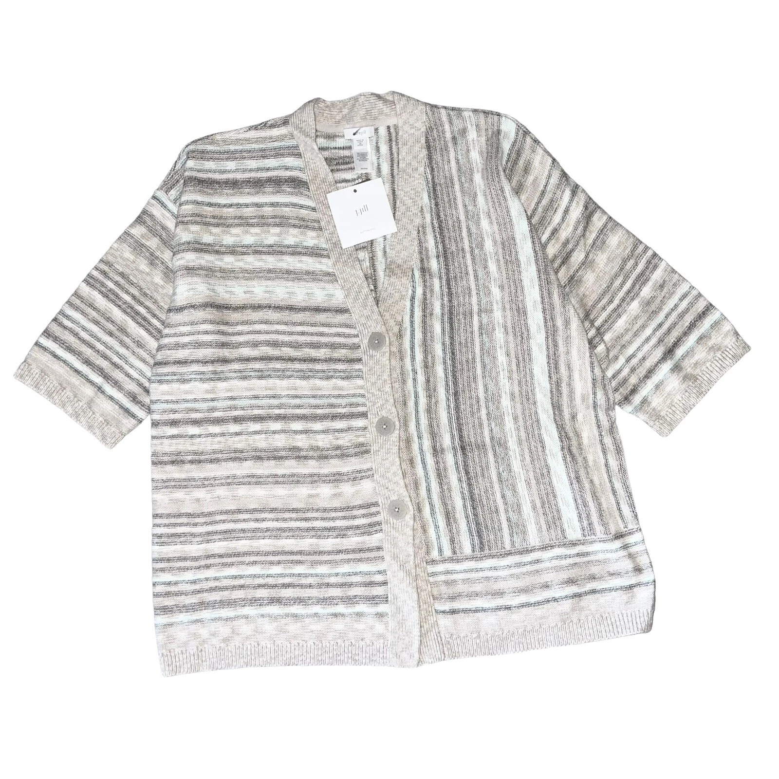 Rayas Algodón Suéteres J. Jill Cardigan para Mujer