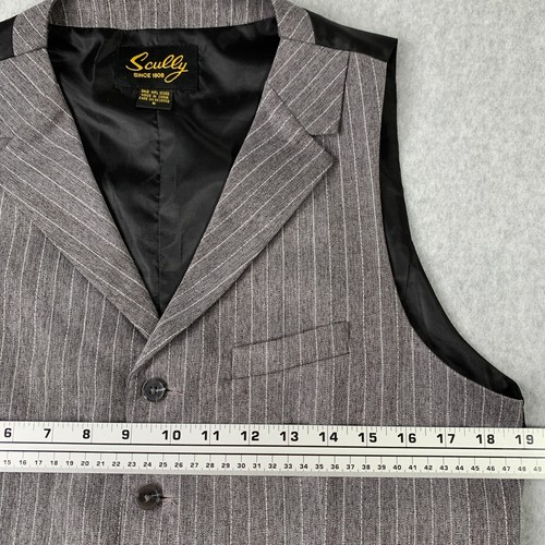 Scully Vest Mens Small Gray Striped Lined Waistcoat Western Rodeo Cowboy Rancher - Picture 7 of 9