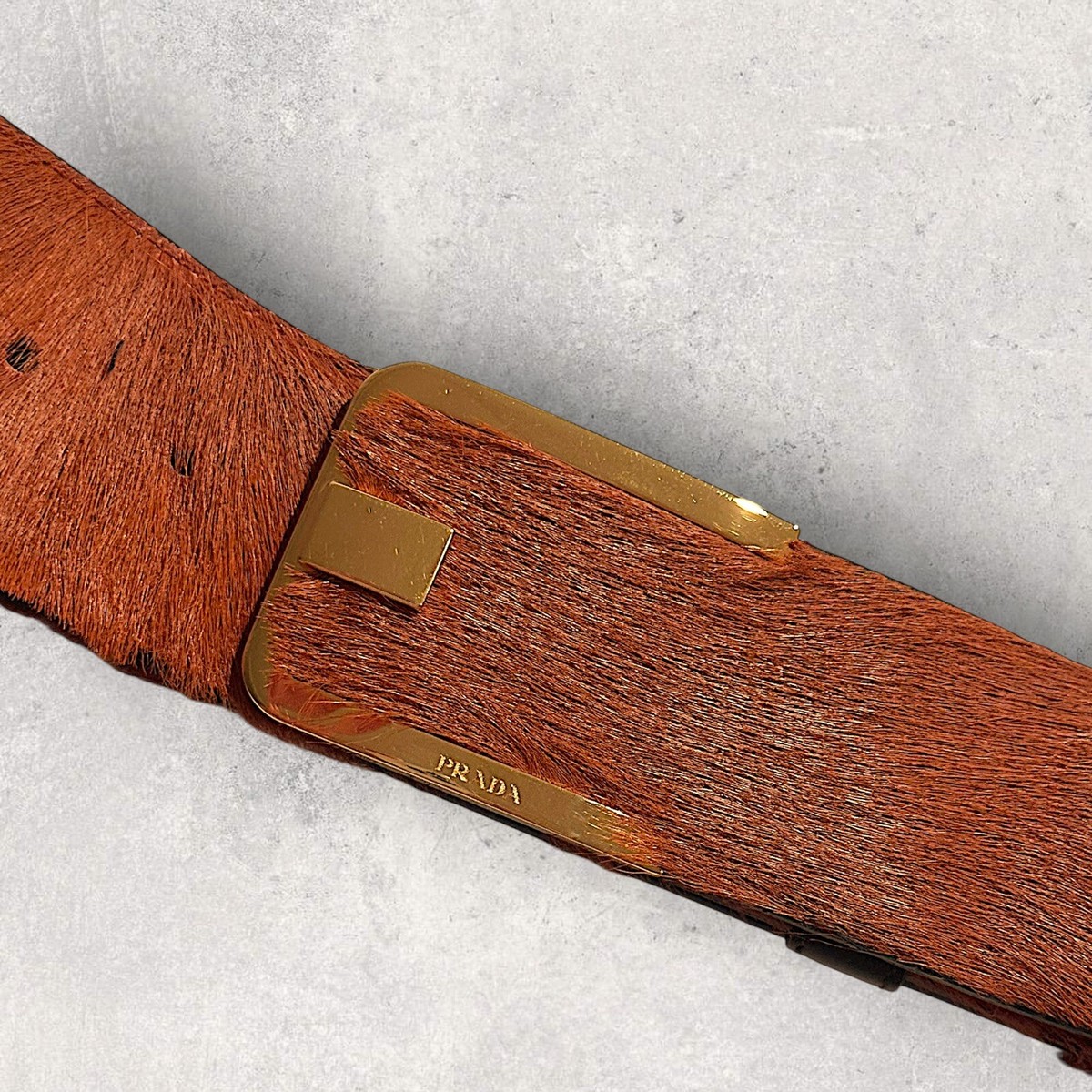 Prada Calf Hair Belt, US Mens 36 / EU 90, NEW, Retail $1,100