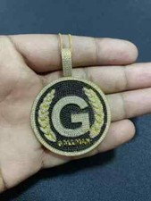 3Ct Round Cut Real Moissanite Customize Letter Pendant 14K Yellow Gold Plated