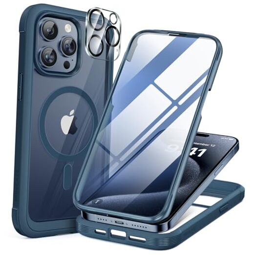 Magnetic for iPhone 15 Pro Case [Compatible with MagSafe] Full-Body Phone