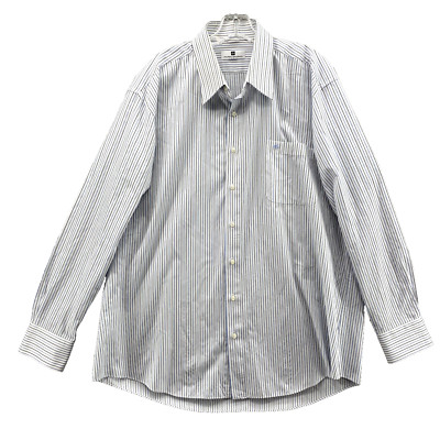 Pierre Balmain Dress Shirt 45 Blue Pinstriped Paris Corpcore Academia Office 90s