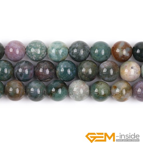 Natural Multicolor India Agate Round Loose Big Hole Beads for Jewelry Making 15" - Picture 7 of 34