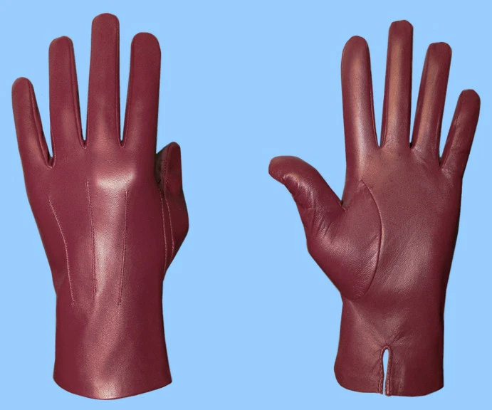 MENS GLOVES! SILK LINED GENUINE BURGUNDY LAMBSKIN LEATHER DRESS size 7.5-XS New!