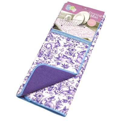 Kay Dee Designs Spring Easter Bunny Purple Toile Dish Drying Mat by Susan Winget