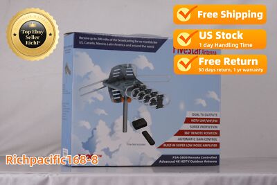 Amplified Digital HDTV Outdoor Antenna UHF VHF 360° Rotor 1080P Home Use