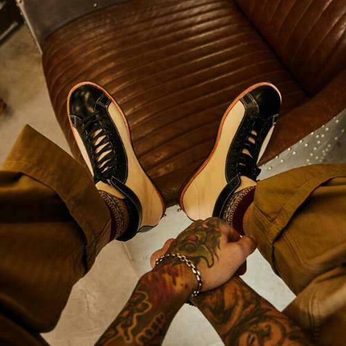Herren Echtleder Schnürstiefeletten Schuhe CargoMotorrad Business Cowboy flach - Bild 4 von 12