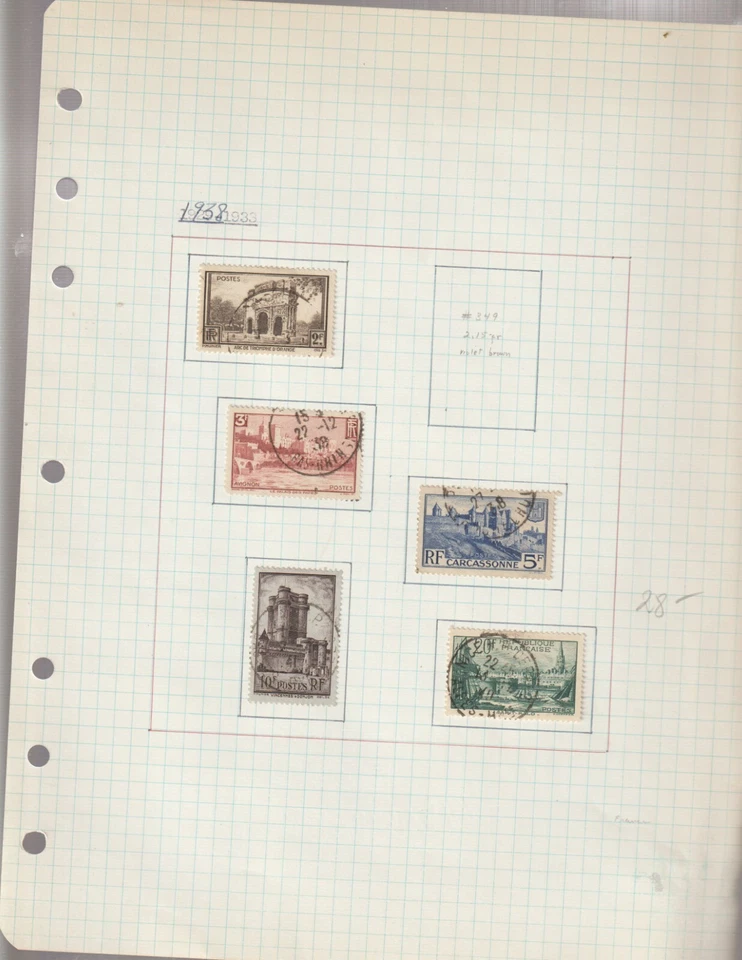 FRANCE Collection, 1929-1948, 9 pages Used, Unused stamps Cat. $140. + - Image 3 of 4