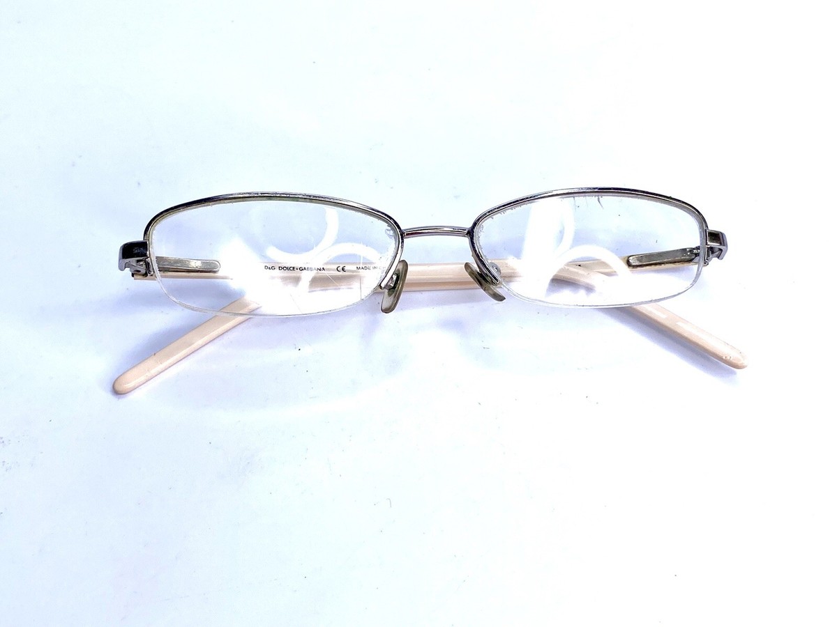 Dolce Gabbana Silver Beige Half Rim Oval Eyeglasses Italy  display picture 2
