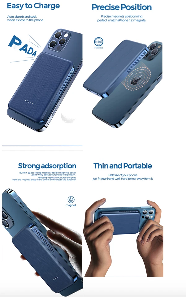 Wireless Magnetic Power Bank / Charger (Black) Universal w/ MagSafe Ring Sticker - Image 4 of 4