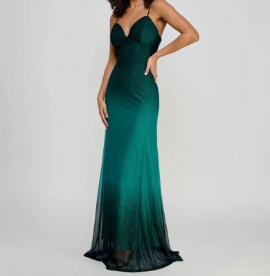 rachel green chinese dress Stolen Love Strapless Maxi Dress Blue / Green Ombre