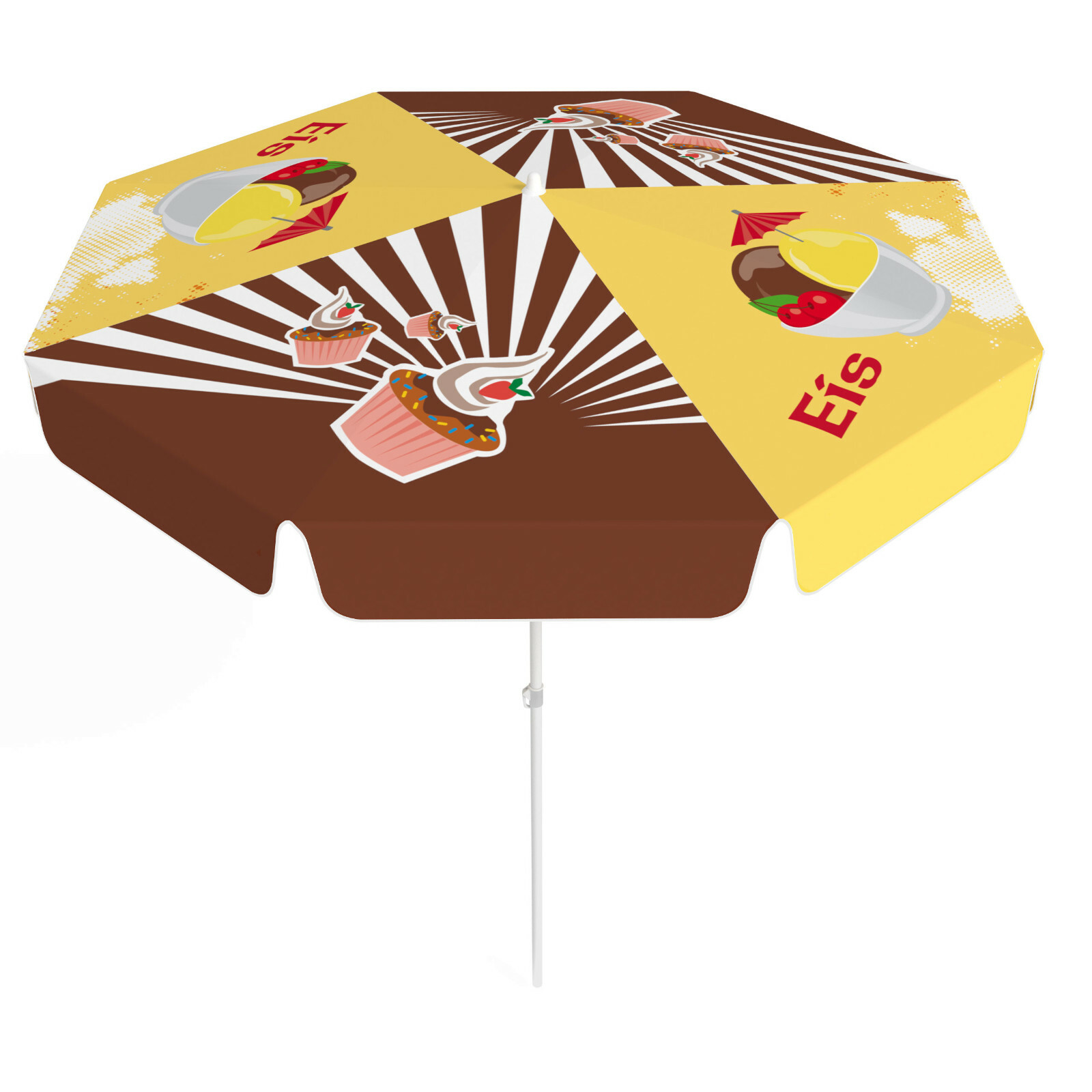Sonnenschirm Eiscafé, Konditor ∅ 180 cm ✓ in Deutschland bedruckt ✓ Rund ✓ Bunt