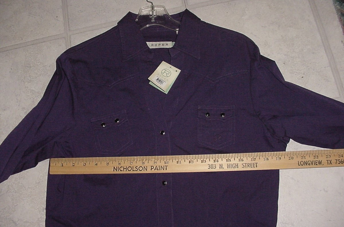 Roper Wear The West Purple Pearl Snap Western Rodeo XL Shirt Never