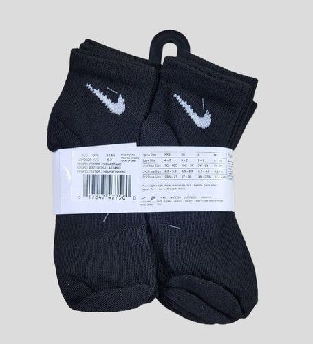 NIKE Boys Socks Ankle Lightweight School Kids 6 Pair Shoe Size 10C-3Y Black - Picture 4 of 4