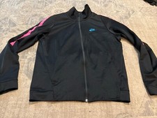 NIKE Black / Pink Stripe Full Zip Track Jacket Size Medium Womens