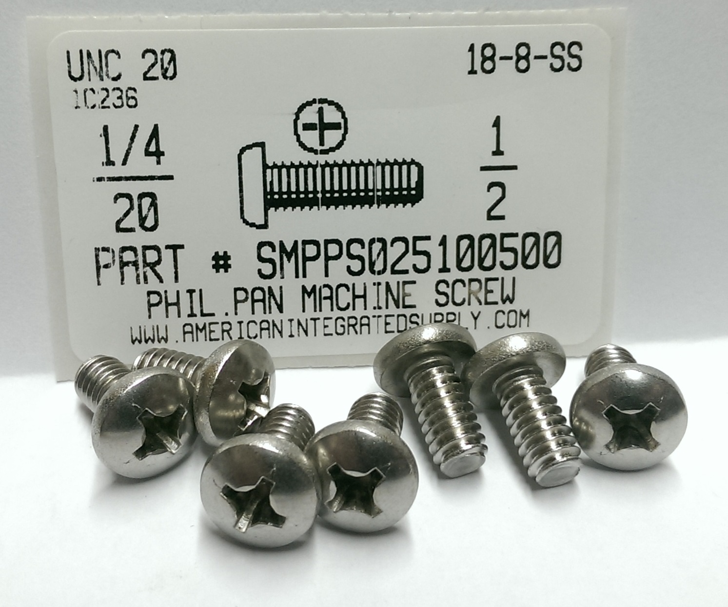 Hillman No. 1/4-20 x 1/2 in. L Phillips Pan Head Stainless Steel Machine Screws 100 PK Hillman No. 1/4-20 x 1/2 in. L Phillips Pan Head Stainless Steel Machine Screws 100 PK