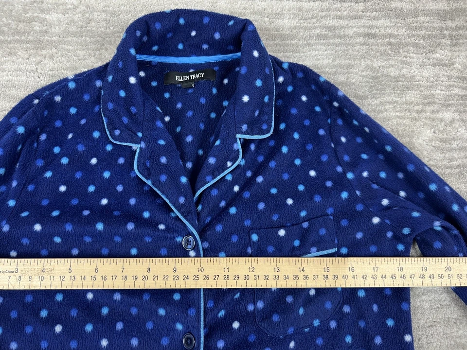 Camisa de pijama de manga larga a lunares azul pequeño de Ellen Tracy Top para mujer Foto 4 de 4