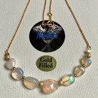 FIRE OPAL OVALS NECKLACE ALL 14CT GOLD FILLED AND NATURAL ETHIOPIAN FIRE OPALS