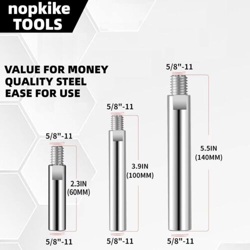 Asta di collegamento albero prolunga smerigliatrice angolare 5/8"-11 3PCS, compatibile con Mak... - Foto 2 di 3