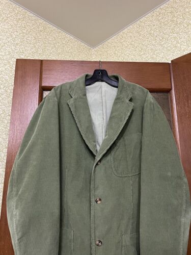 FACONNABLE TAILORED IN ITALY RARE VINTAGE MENS CORDUROY GREEN BLAZER JACKET 58 - Picture 2 of 9