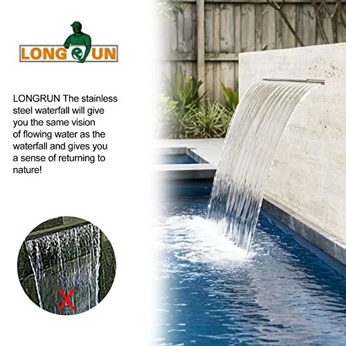 Waterfall Pool Fountain, 30cm Pond Waterfall Cascade, Stainless Steel - Image 4 of 4