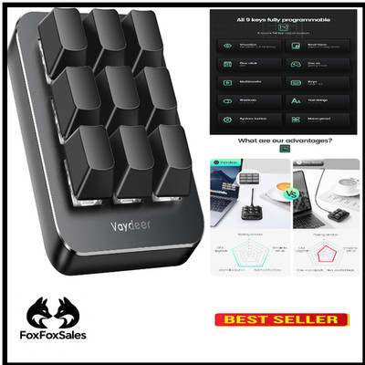 VAYDEER Makro-Tastatur programmierbar mechanisch 9 Tasten Schichten Kompatibel
