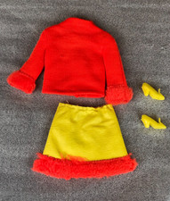 Vintage 1969 BARBIE HURRAY FOR LEATHER MOD Collection Orange Knit Outfit