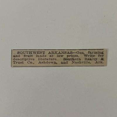 Southern Realty & Trust Co. Ashdown AR 1913 Nebraska Clipping SAI7-S42
