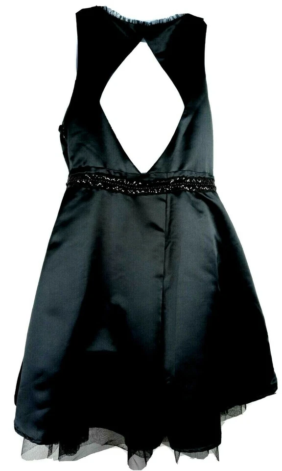 Vestido de Noche Formal Negro Princesa Vera Wang Talla 13 Baile de graduación Fiesta Recortado Satén Foto 3 de 4