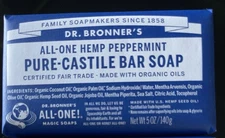 Dr Bronner's Peppermint Pure-Castille Bar Soap, 5 Ounce