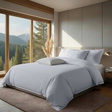 Reversible Duvet Cover With Pillowcase TC 200 Microfiber 3 Piece Bedding UK Size