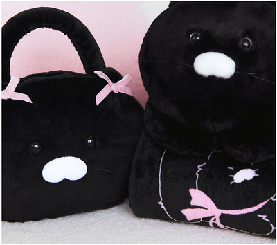Kakao Friends Black Chun Pouch Knee Blanket & Pouch Set Choonsik