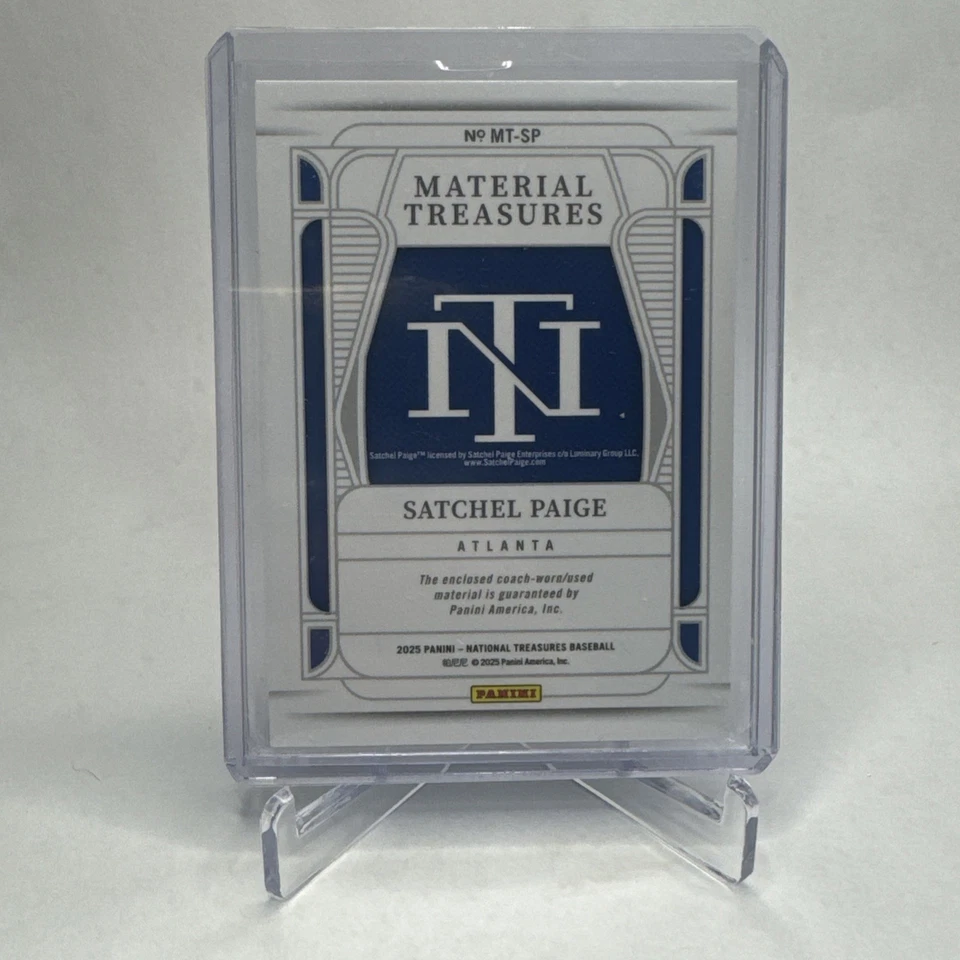 2025 National Treasures Satchel Paige Material Jersey Holo Silver  /25 Braves  - Image 2 of 4