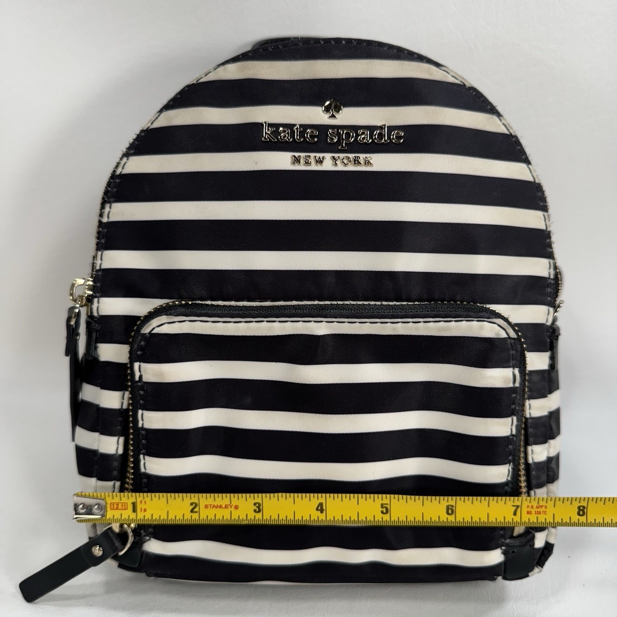 Kate Spade New York Black and White Striped Small Backpack 