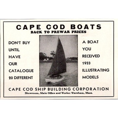 Cape Cod Ship Building Corporation Wareham MA 1933 Yachting Magazine Ad SAH3-M7