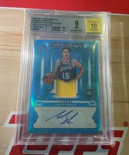 2021-22 Obsidian Austin Reaves Rookie Jersey Blue Flood Auto #/27 BGS 9/10