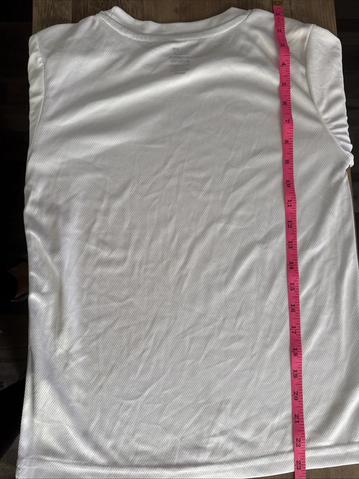 NEW BALANCE White Black Graphic Logo T-Shirt Youth Boys Size M (10/12) - Image 3 of 4