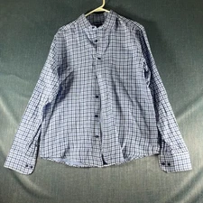 UNTUCKit Men's Shirt Size L Blue White Plaid Check Slim Fit Button Up Cotton