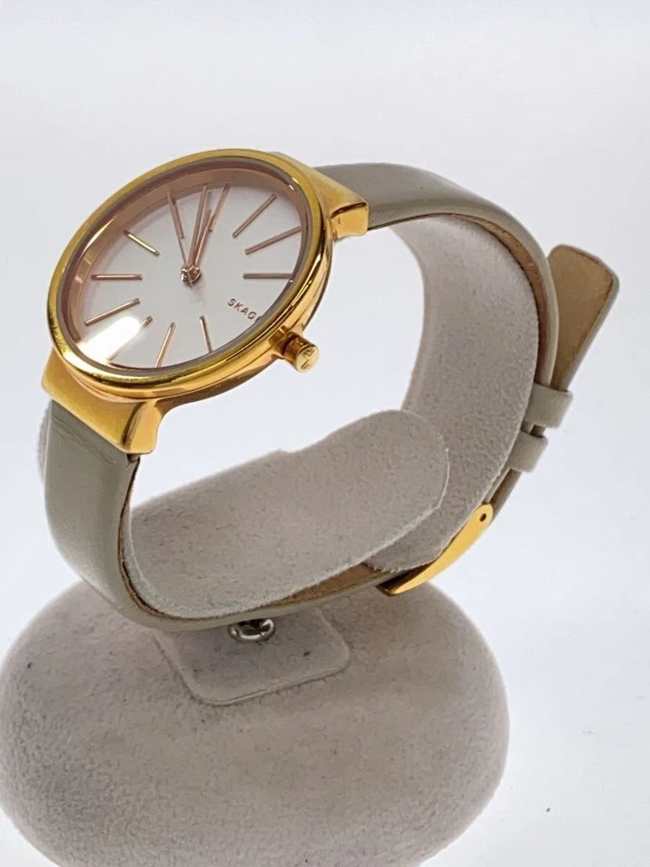 SKAGEN SKW2481 Cuarzo Analógico Cuero Blanco Minimalista Casi Como Nuevo JAPÓN Foto 2 de 4