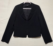 Ann Taylor Black Jacket Collared Clasp Closure Size 12 Classy