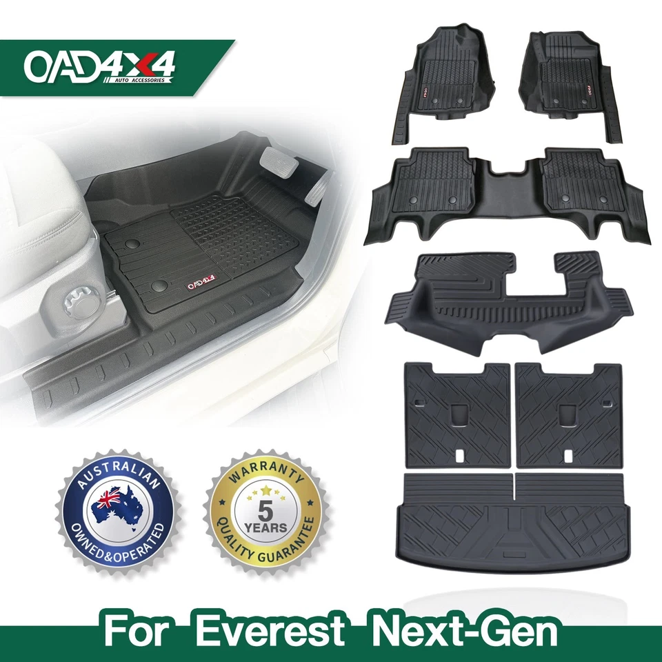 Injection 7D Floor Mats Boot Liner Set for Ford Everest Next-Gen 2022-Onwards
