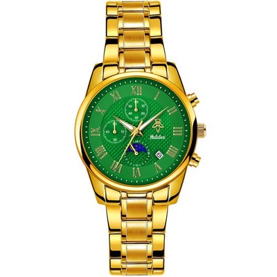 Men's three-eye chronograph waterproof business quartz watch