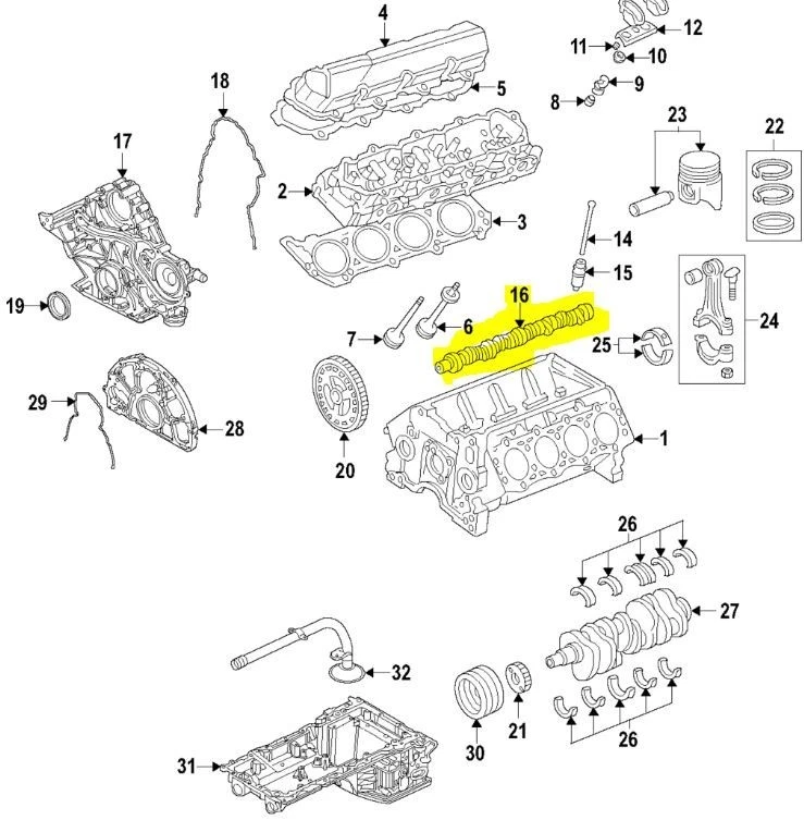 Árbol de levas original Ford OE BC3Z-6250-D 11-22 FORD 6,7 L DIÉSEL Foto 2 de 2