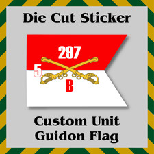 Custom Guidon Flag Sticker, Cavalry Unit, Die-Cut Vinyl Printed Decal, US Army