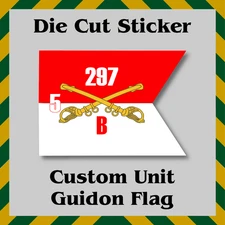 Custom Guidon Flag Sticker, Cavalry Unit, Die-Cut Vinyl Printed Decal, US Army